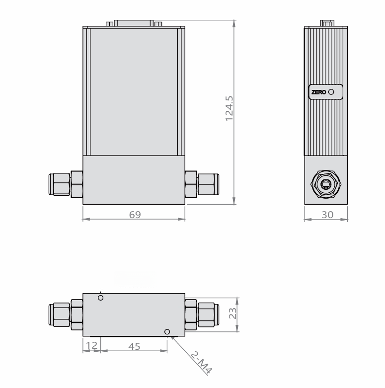 SI-10FA-LM Mass Flow Meter Dimensions