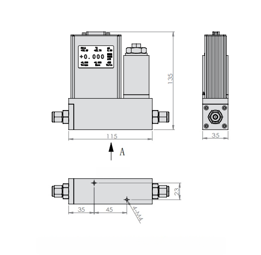 SI-10FD-MC Digital Mass Flow Controller Dimension