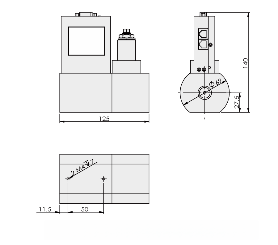 SI-20FD-L High Pressure Mass Flow Controller-Flow Meter Dimensions