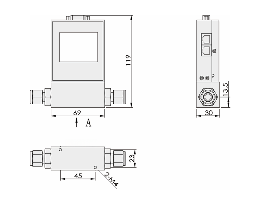 SI-20FDL-C Liquid Mass Flow Meter Dimensions