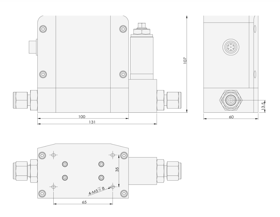 SI-20FEH-LC Control Section Dimensions